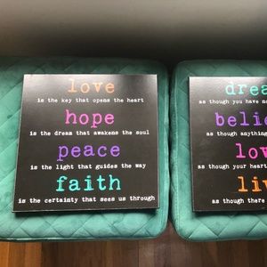 Pair of inspirational wall plaques